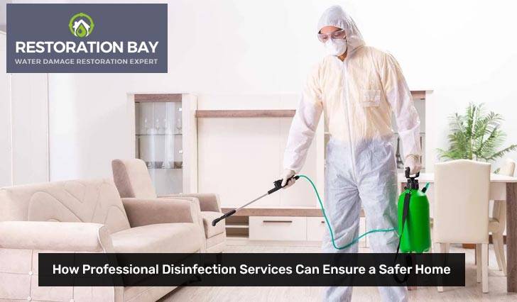 Professional technician using specialized equipment for home disinfection.